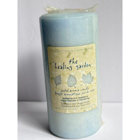 The Healing Garden Joyful Aroma Candle Mulberry and Raspberry Light Blue USA - Picture 1 of 5